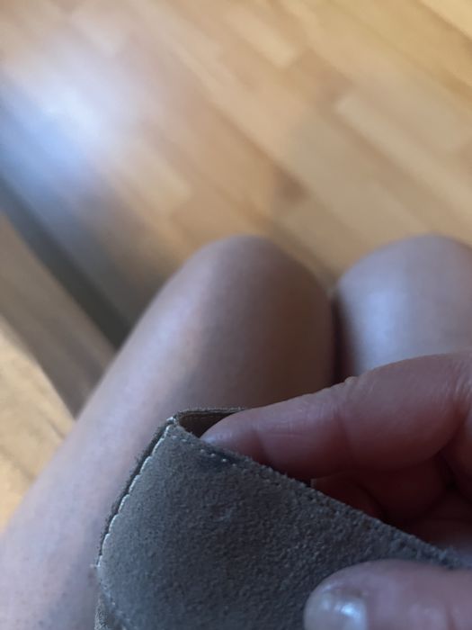 Sandale piele intoarsa gri