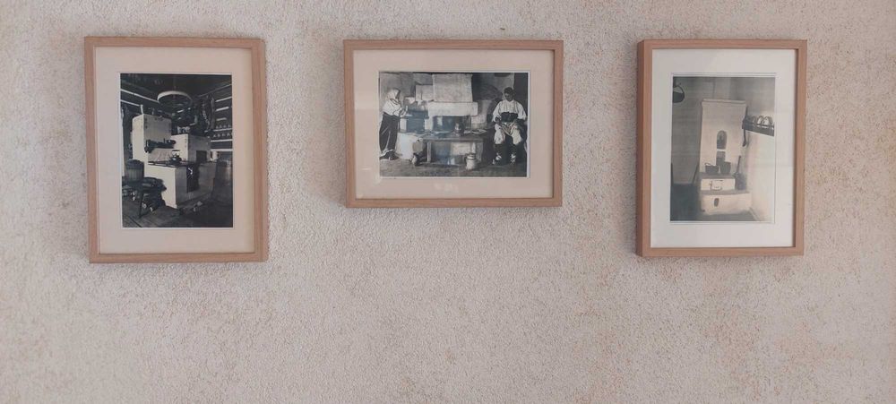 Set 4 tablouri / fotografii vechi etnografice - Bucătării tradiționale din Transilvania