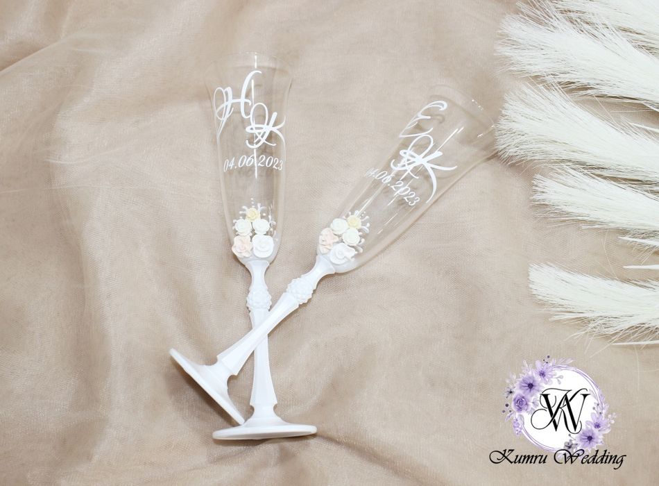 Сватбени чаши от  30 лв на комплект - ръчно изработени