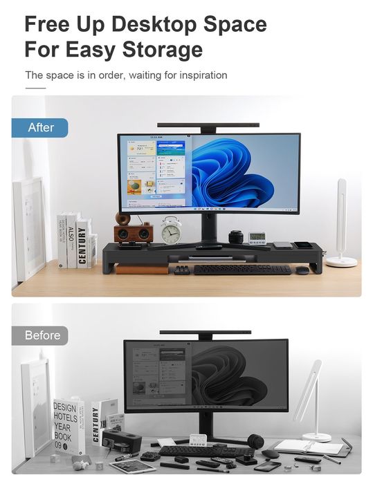 3в1 Стоиказа 2 монитора с 4 USB порта,Безично зарядно 2 чекмеджета