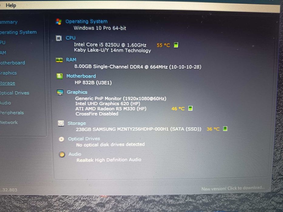 Laptop HP Pavilion 15, light gaming gen 8 Core i5 8250u, video Radeon R5 M330 2gb, ram 8gb ddr4, ssd 256gb, display full HD
