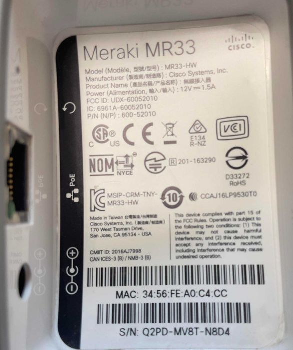 Точка за достъп(AP),Cisco''Meraki MR33-HW''