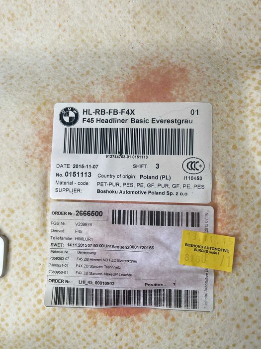 Plafon interior gri Bmw seria 2 F45 Active Tourer cod 7359383