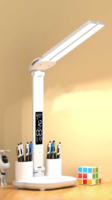 Настольная  лампа с аккум. 4в1 - светильник, часы, термометр, ночник