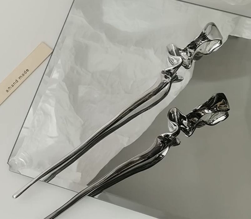 Аксесоар за коса, 2бр сребърни игли за коса