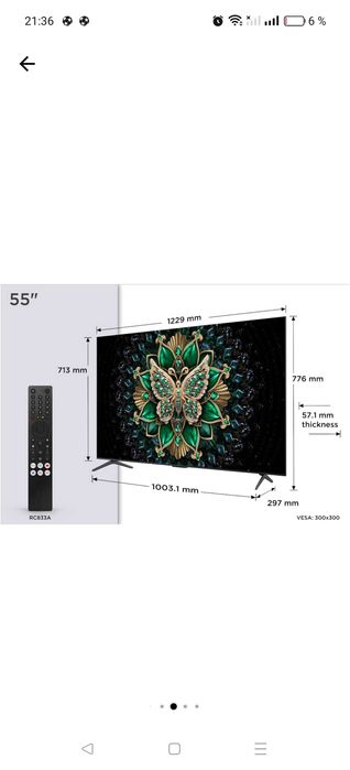 Televizor TCL QD-MiniLed 55C6K, 139 cm, Smart Google TV, 4K Ultra HD