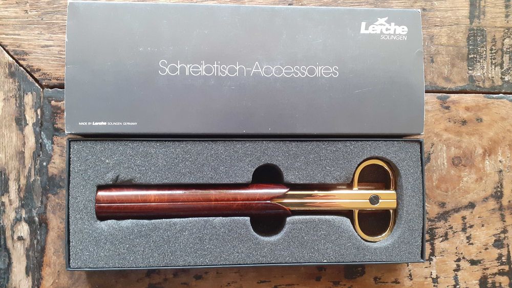 нож и ножица комплект Лерхе Lerche Солинген Solingen злато и лак