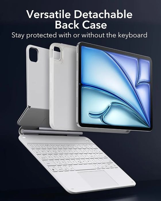ESR Калъф с клавиатура и тракпад за iPad Air 11", iPad Pro 11" и iPad Air 10.9", бял