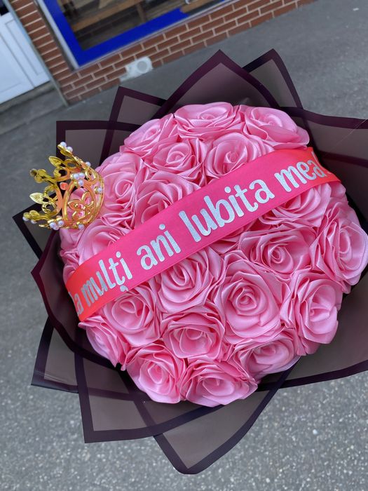 Buchet flori din satin handmade