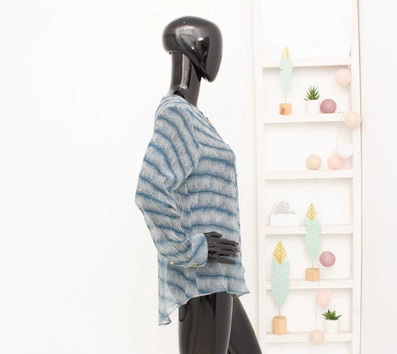 Isabel Marant Etoile копринена риза дамска синя геометричен принт 38