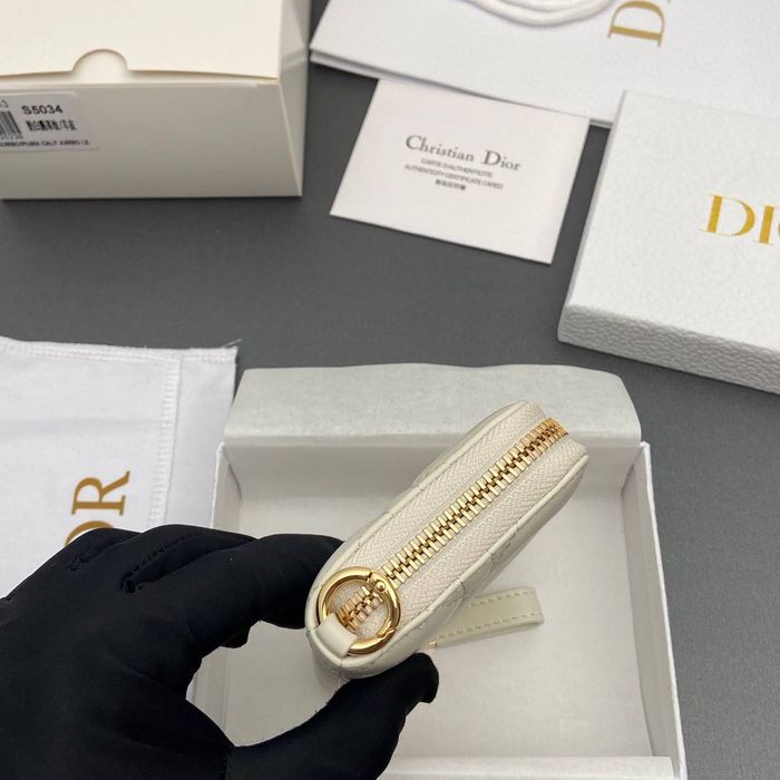 Christian Dior Caro Zipped Coin Wallet – White