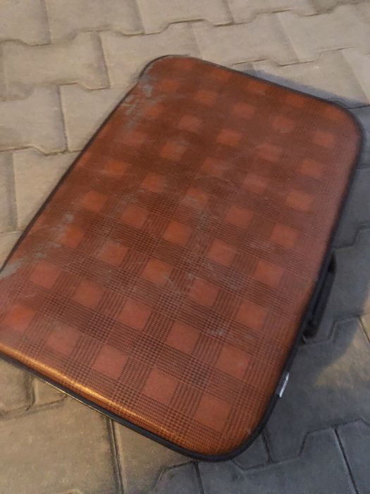 Кожен куфар, оранжев, черен