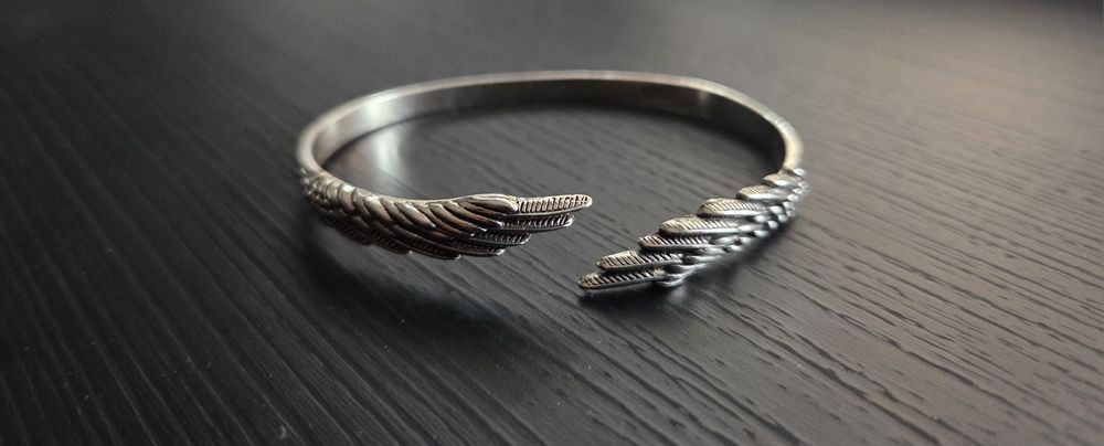 Bratara fixa, ajustabila, model aripi de inger din argint 925