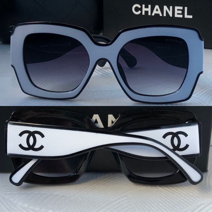 Дамски слънчеви очила елипса овални черно и бяло