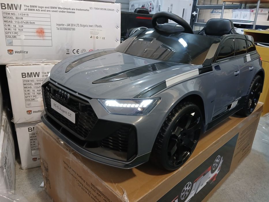 Ново!Промоция!Акумулаторен джип AUDI RS6 Avant GT с меки гуми,кожена седалка 12волта