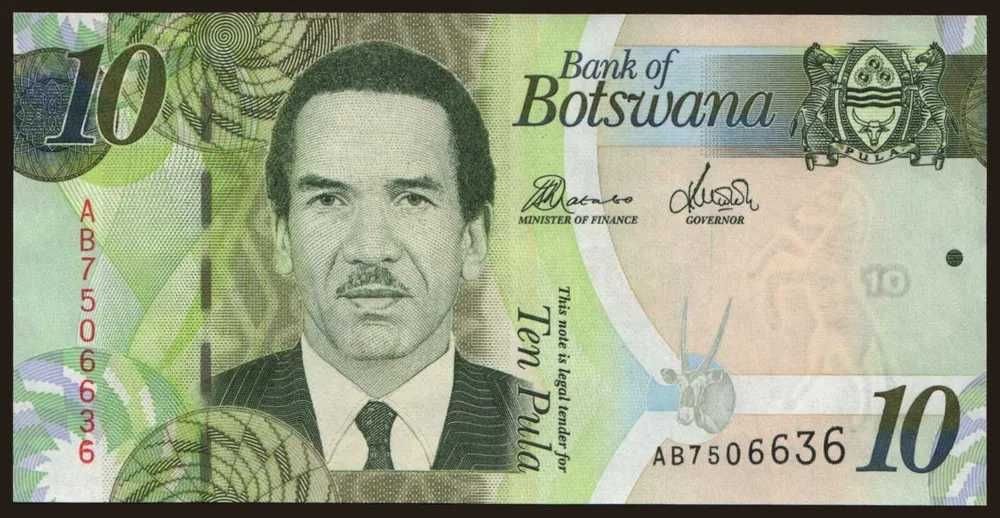 Bancnote din Botswana "Ten Pula"