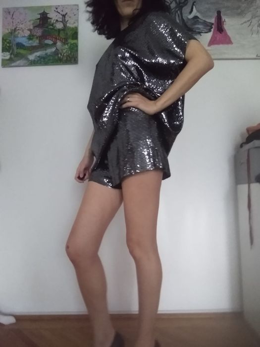 Bluza paiete + pantaloni scurți handmade