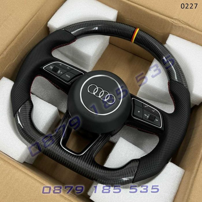 Карбон рязан спортен волан AUDI A3 A4 A5 A6 A7 A8 Q3 Q5 Q7 Q8 S line