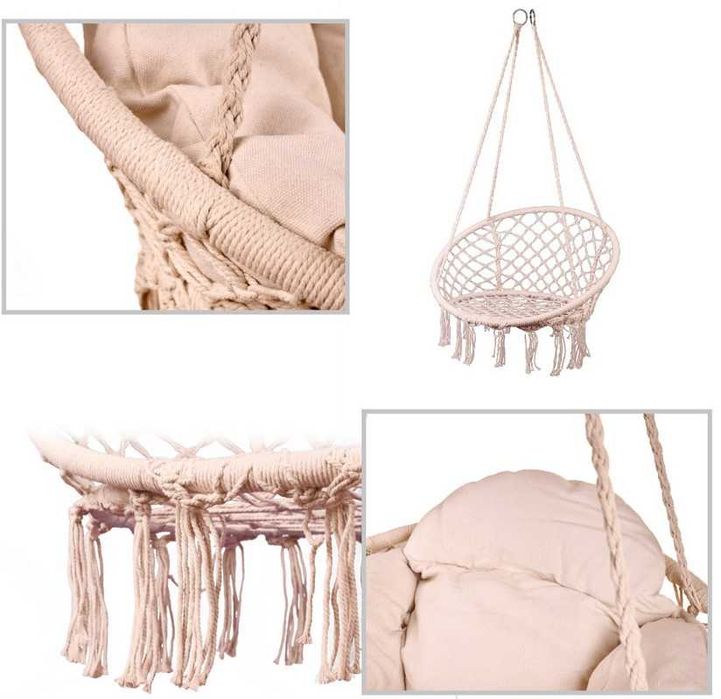 НАМАЛЕНА ЦЕНА! Висящ стол люлка хамак гнездо + меката част до 120кг