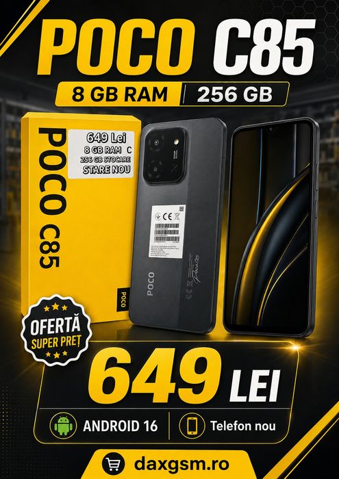 Poco C85, 8/256 GB, Nou, Garanție