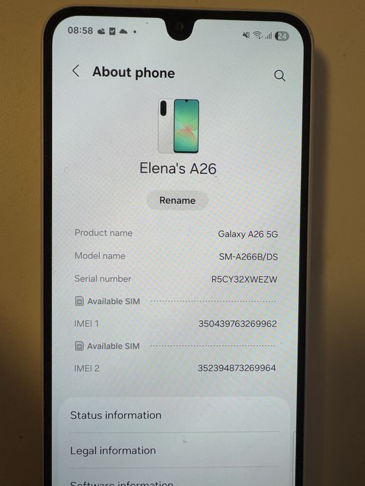 Бял почти нов Телефон Samsung A26