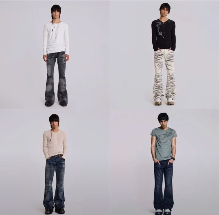 Белые расклешенные джинсы унисекс Opium Style