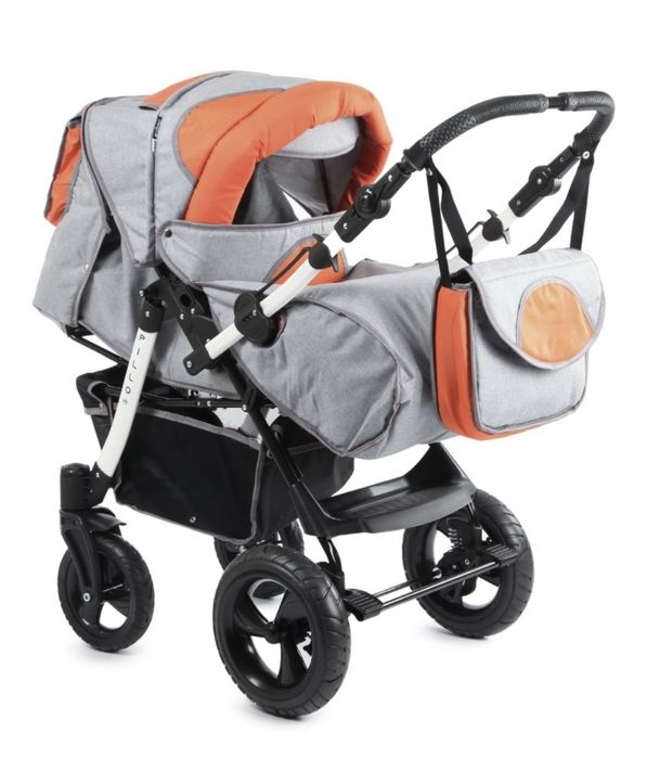 Коляска трансформер Babyton Pillo OX, серый, оранжевый