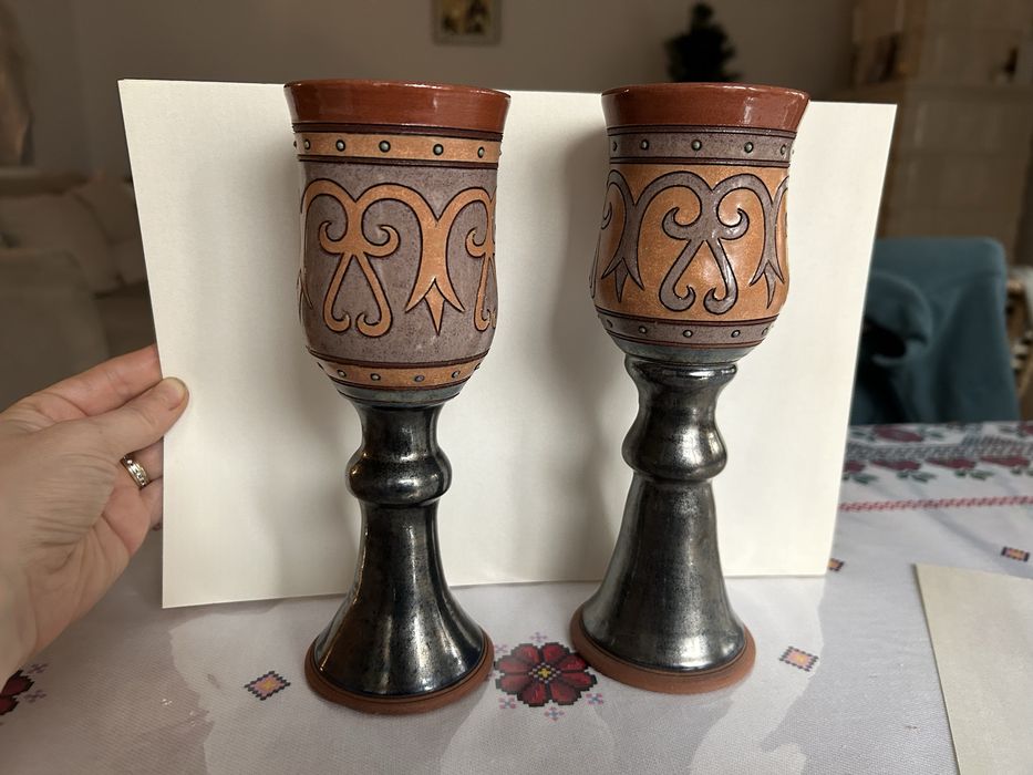 Pocale medievale din ceramica, lucrate manual. Cadou special