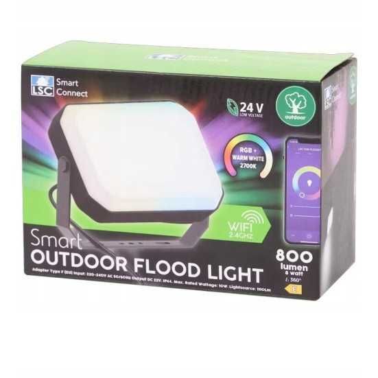 Смарт външен LED прожектор LSC Smart Connect RGB + топла бяла светлина 800 lm WiFi 24V