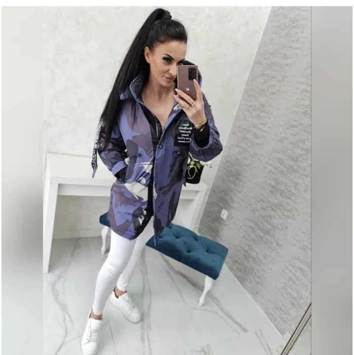 Ефектно дълго яке с цип и тик-так копчета, с асиметрична кройка