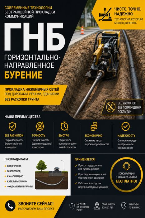 ГНБ, прокол под дорогами и тротуарами.