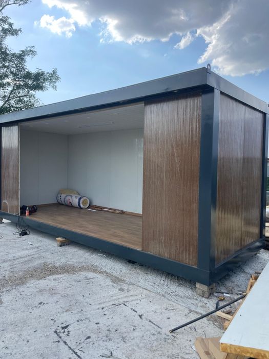Container containere vitrina showroom spațiu comercial culoare maro Bambu