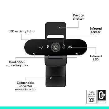 Logitech BRIO Webcam 4K UltraHD Video&HDR Videochat,Gaming,Streaming