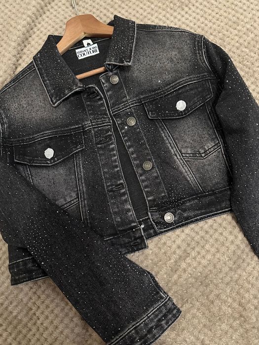Set de blugi cu strasuri geacă + pantaloni Versace Jean Couture