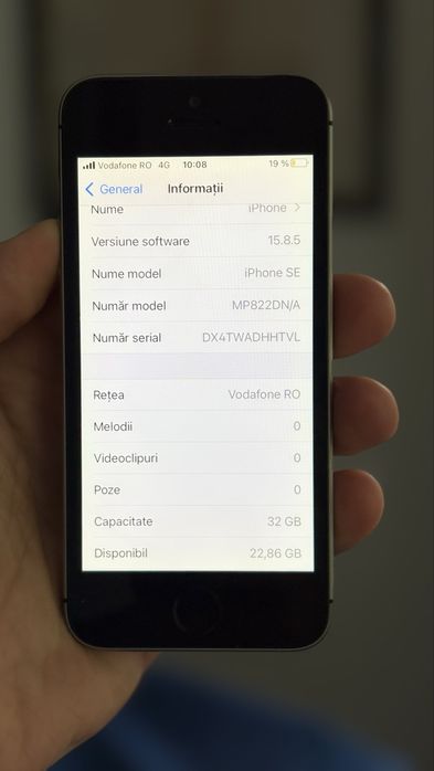 iPhone 5SE Space Grey Neverlock 32GB Amprenta OK 84% Baterie-Cablu-OK