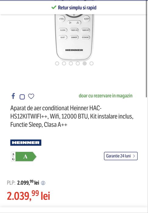 Aparat de Aer Conditionat Heinner HAC-HS12KITWIFI++