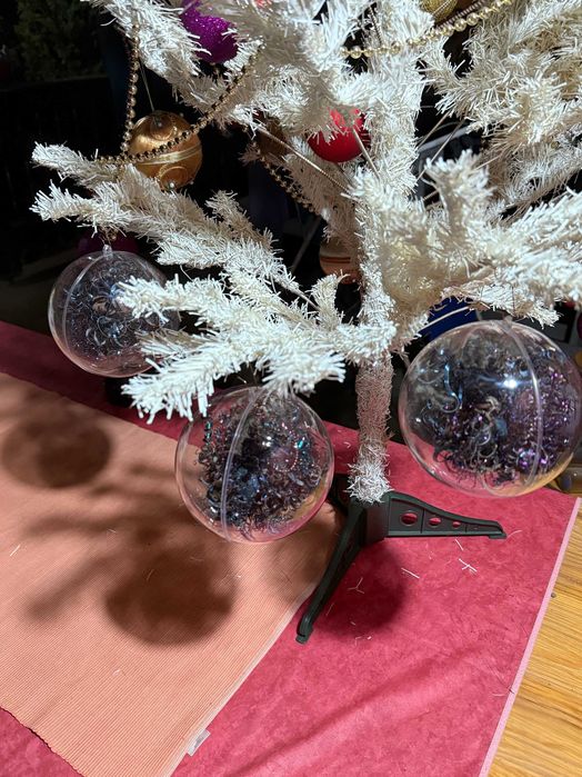 Globuri transparente de Crăciun cu șpan metalic - 10 cm, 10 bucăți