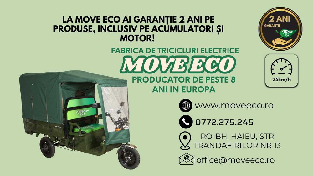 Triciclu electric EEC MoveEco 60V-20Ah / optional Prelata Fata-spate