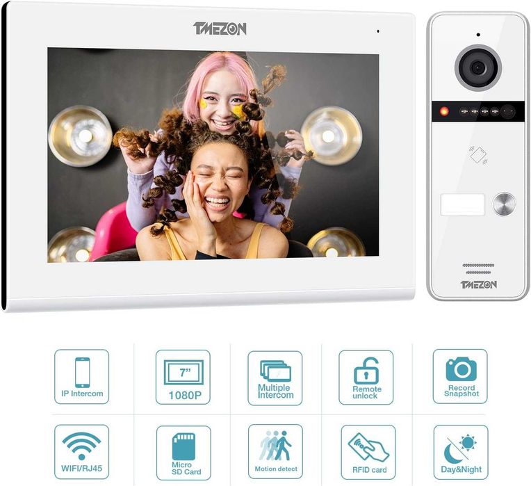 TMEZON 4-жична видеодомофонна система с тъчскрийн монитор
