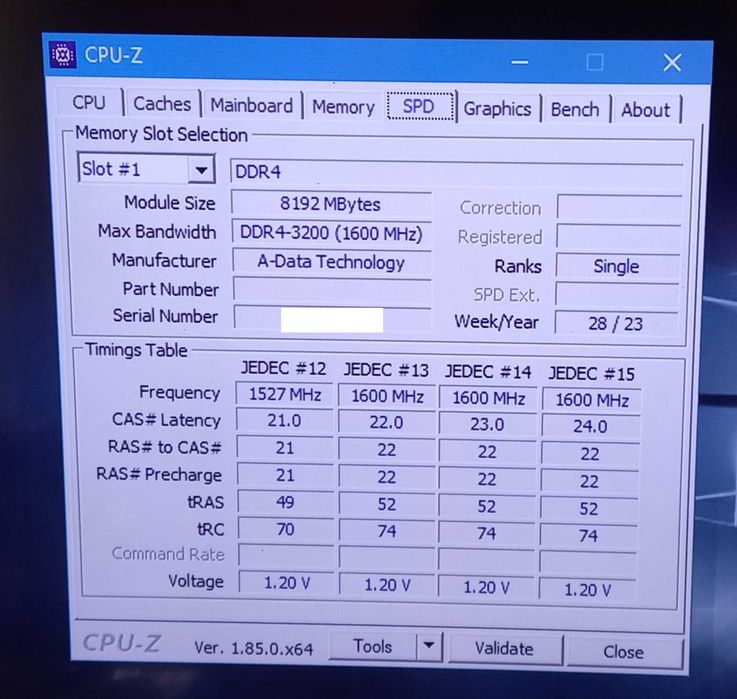 Memorie 8GB DDR4 3200 MHz PC desktop Adata 1Rx8, posibil kit 16GB 32GB, excelente.