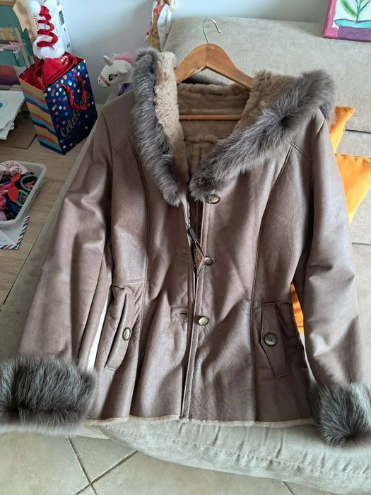 Cojoc dama, piele si blana