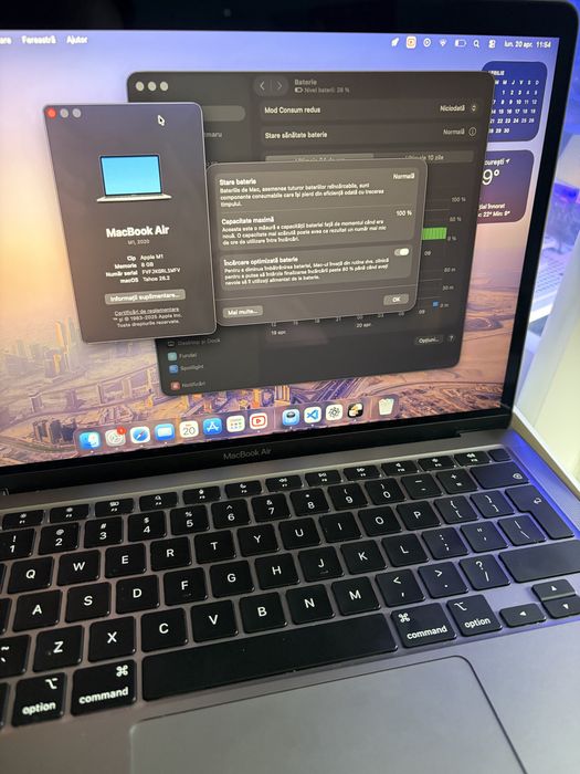 MacBook Air M1, 100% baterie, nedesfacut