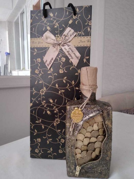 декор бутылок для подарка