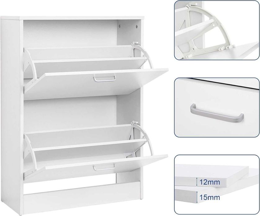 Двоен шкаф за обувки в бяло