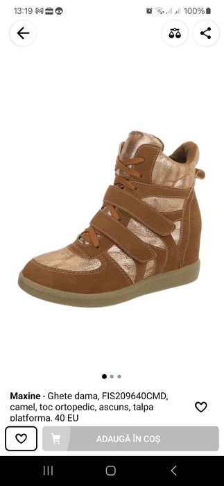 Maxine - Ghete dama, FIS209640CMD, camel, toc ortopedic, ascuns, talpa