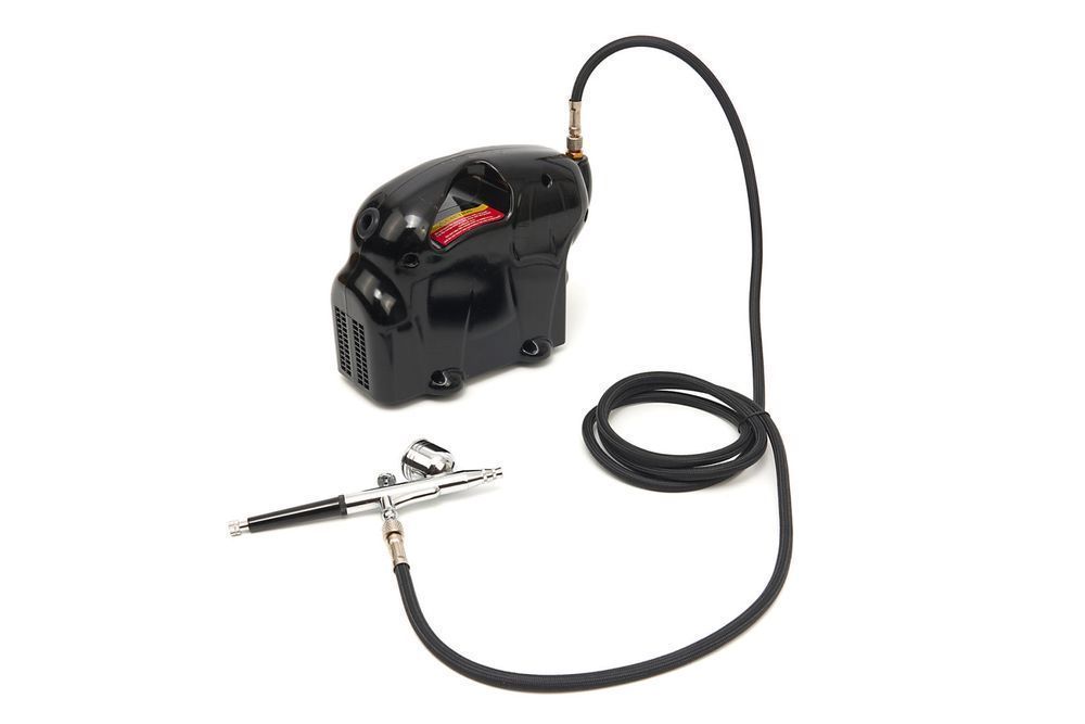 Set complet aerograf airbrush compresor pistol si vopsea