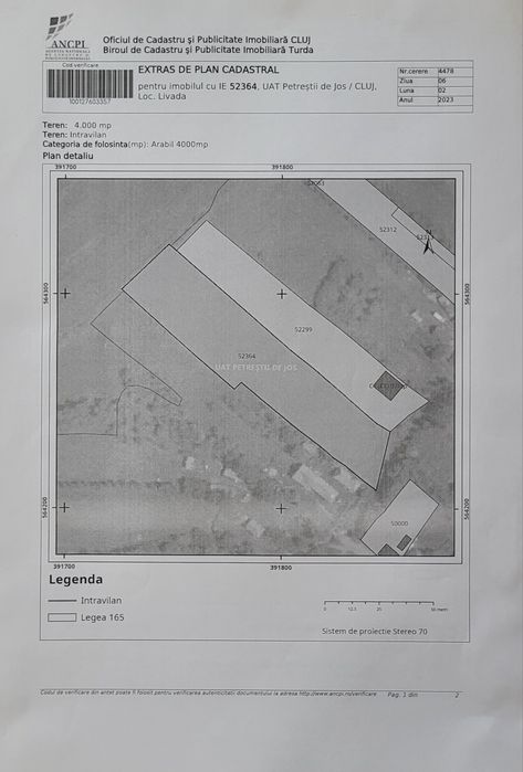 Vand teren 4000m² intravilan in sat Livada, comuna Petrestii de jos