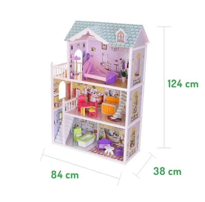 Casuta mare de papusi Moni Aria din lemn casa lui Barby 15piese