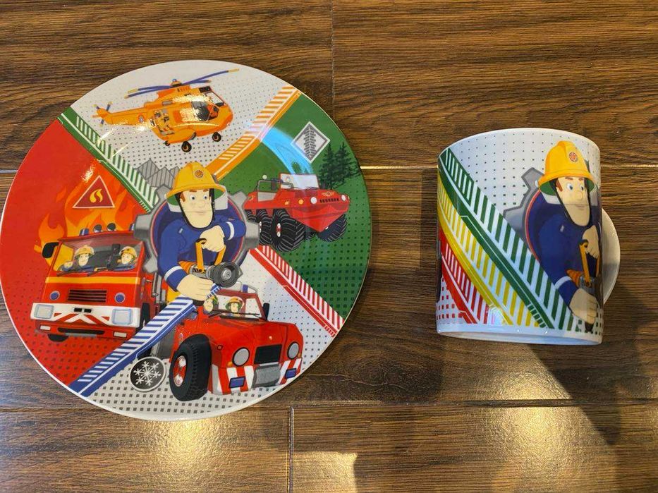Комплект чиния и чаша Сам пожарникаря,Sam Fireman