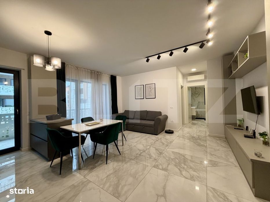 Apartament de 2 camere, 54 mp, complet mobilat, in ansamblu de lux –